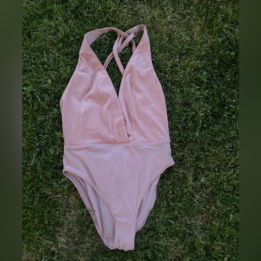 Out From Under Urban Outfitters Low Cut Blush pink Bodysuit Medium